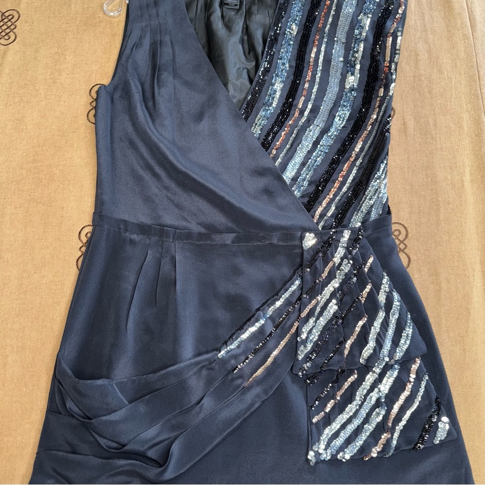Marc By Marc Jacobs Sequin Silk Mini Dress In Black & Silver Size M - Picture 4 of 14